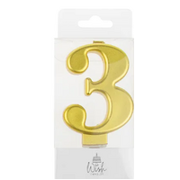 Number 3 Candle Gold