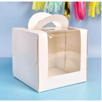 Cake Box 6.2X6.2X5.9 Inches with clear window and handle - each