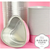 Heart Shaped Foil Baking Cups with Lid Light Pink 50 Pack