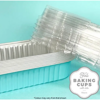 Foil Baking Cups with Lid Rectangle Light Blue 10 Pack