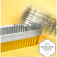 Foil Baking Cups with Lid Rectangle Gold 10 Pack