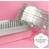 Foil Baking Cups with Lid Rectangle Light Pink 10 Pack