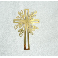 Religious Cross Cake Fropper in Gold Acrylic