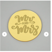 Mr and Mrs Acrylic Cupcake Toppers Disc 2 pcs - Gold 5cm    