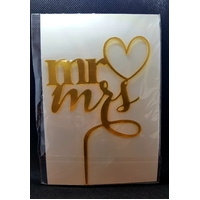 Mr  and Mrs Cake Topper in Gold Acrylic