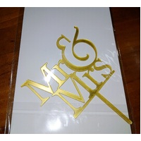 Mr & Mrs Cake Topper in Gold Acrylic