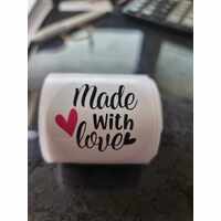 Pre Printed *Made with Love* Round 50mm Stickers - 50 per roll