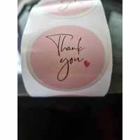 Pre Printed *Thankyou Pink* Round 50mm Stickers - 50 per roll