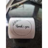 Pre Printed *Thankyou White* Round 50mm Stickers - 50 per roll