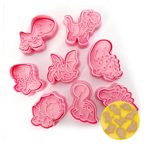 Dinosaurs Cookie Cutters and Stamp Set - 8 Pieces