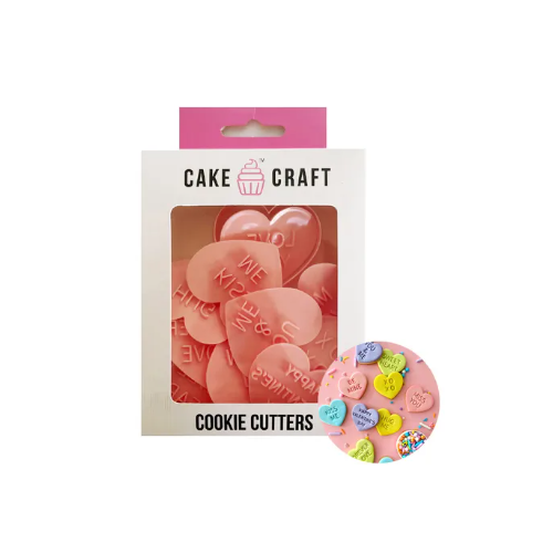 Love Heart Messages Cookie Cutters and Stamp Set - 11 Pieces