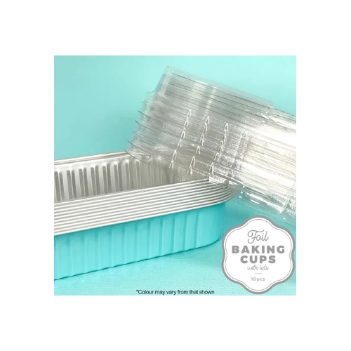 Foil Baking Cups with Lid Rectangle Light Blue 10 Pack