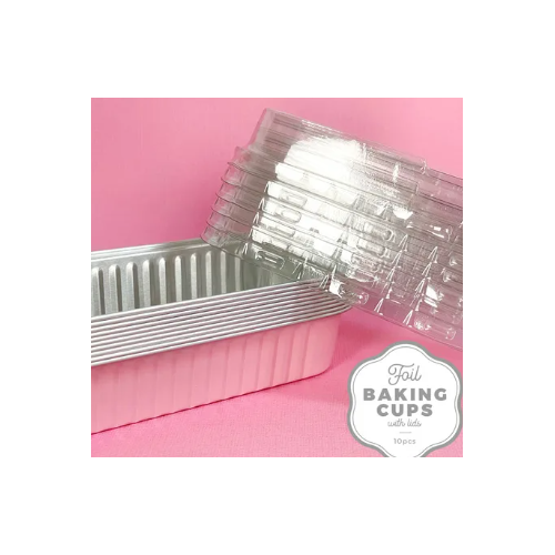 Foil Baking Cups with Lid Rectangle Light Pink 10 Pack