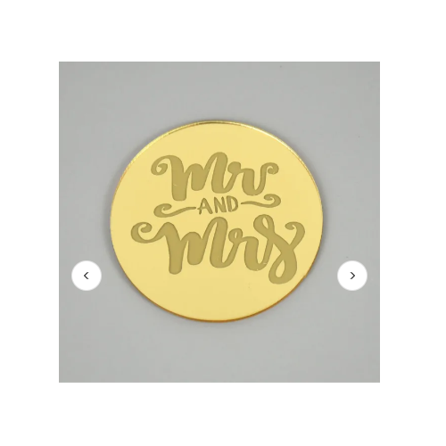 Mr and Mrs Acrylic Cupcake Toppers Disc 2 pcs - Gold 5cm    