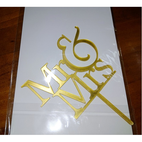 Mr & Mrs Cake Topper in Gold Acrylic