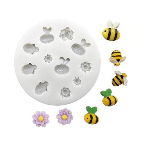 Bee And Flower Fondant Silicone Mould 