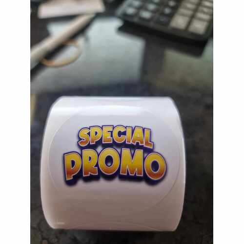 Pre Printed *Special Promo* Stickers 50mm rnd-250 per roll