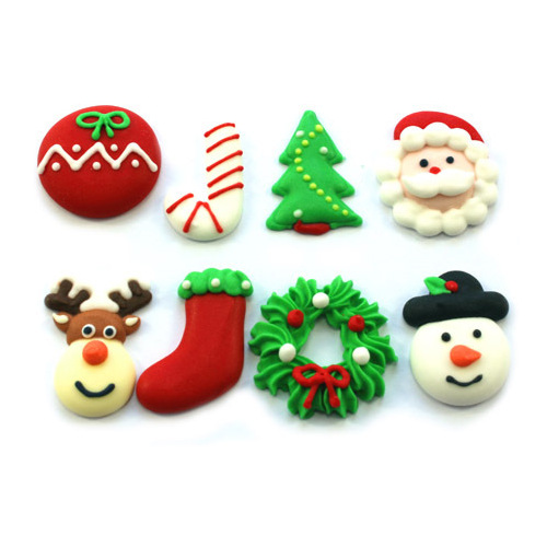 Christmas Mixed Sugar Edible Toppers 40mm - 12/Box